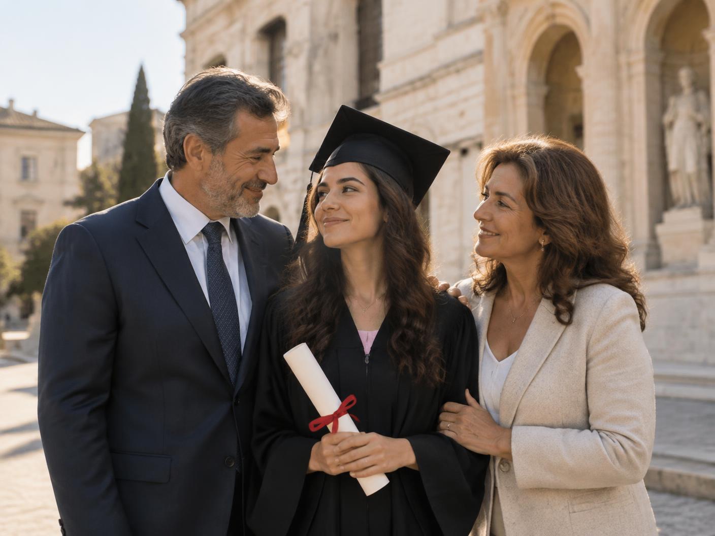Graduate with proud parents